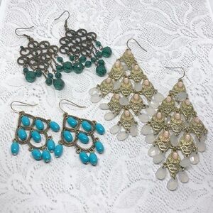 Bundle lot 3 statement style boho festival earrings